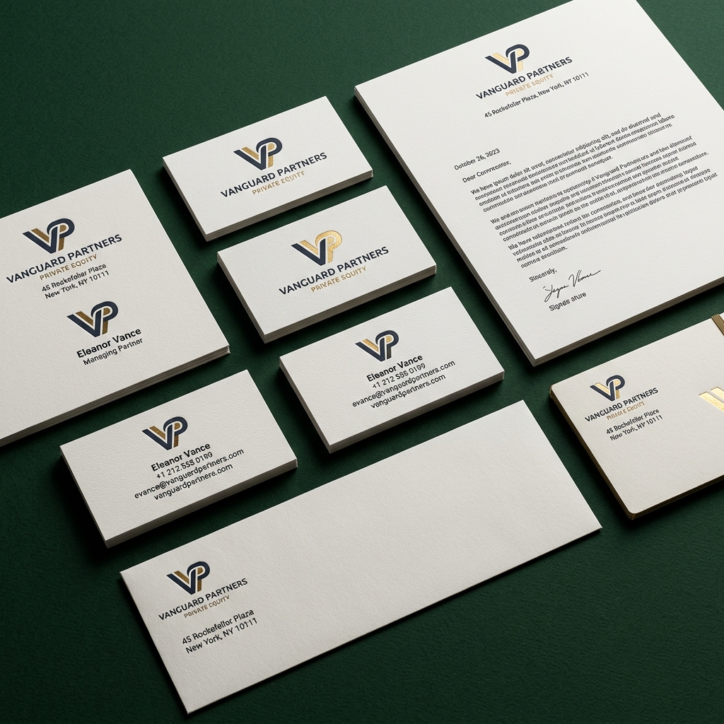 Vanguard Partners business cards branding identity mockup